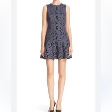 Alice + Olivia Fonda Appliqué Dress Blue Denim and Black size 8