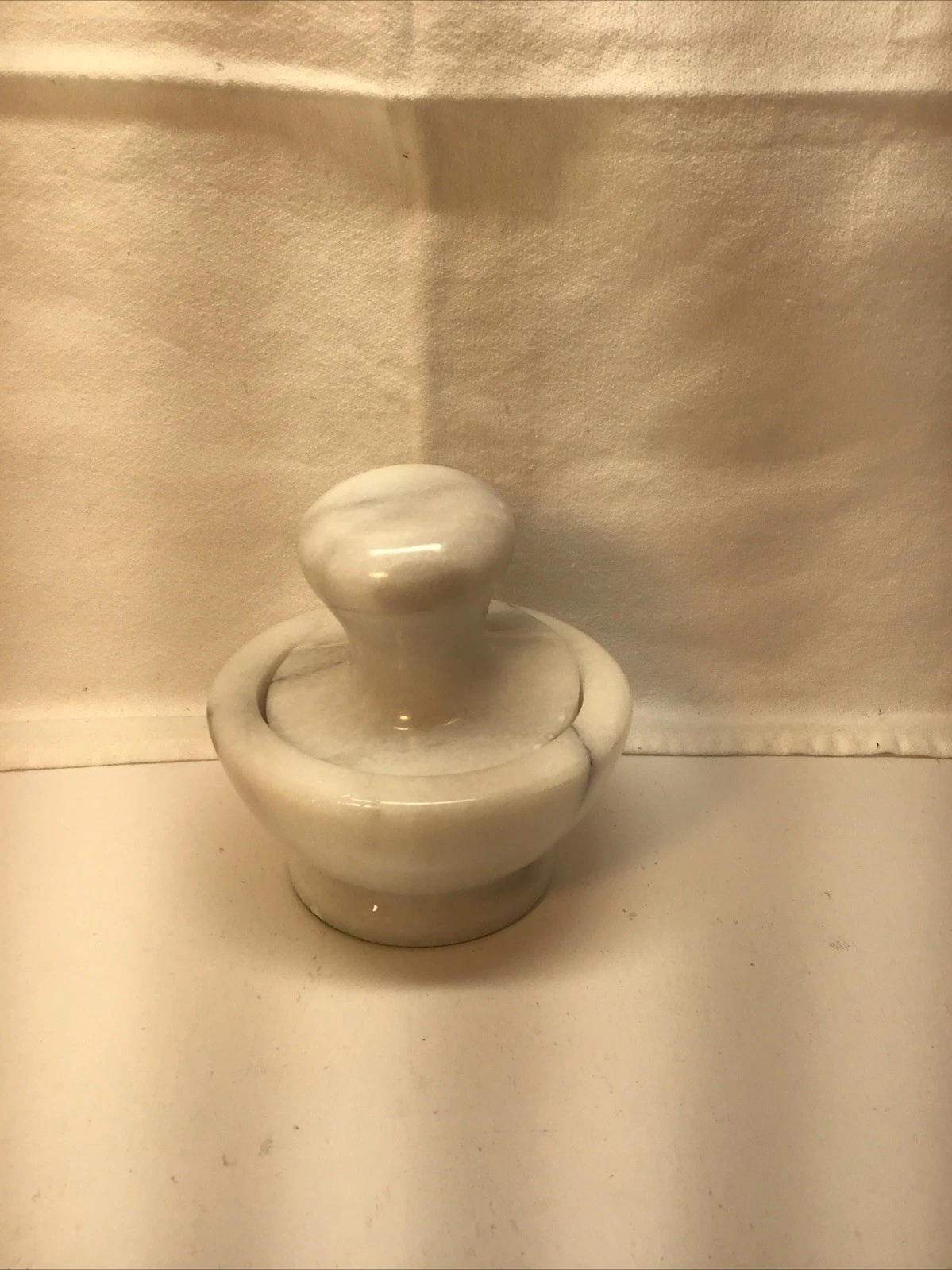 Marble Mushroom Mortar Pestle Set Smoky White with Grey Veins Vintage
Opens in a new window or tab