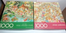 2 Complete Vtg 80s Springbok 1000 pc Puzzles Jigsaw Jamboree & Wee Folks Fair