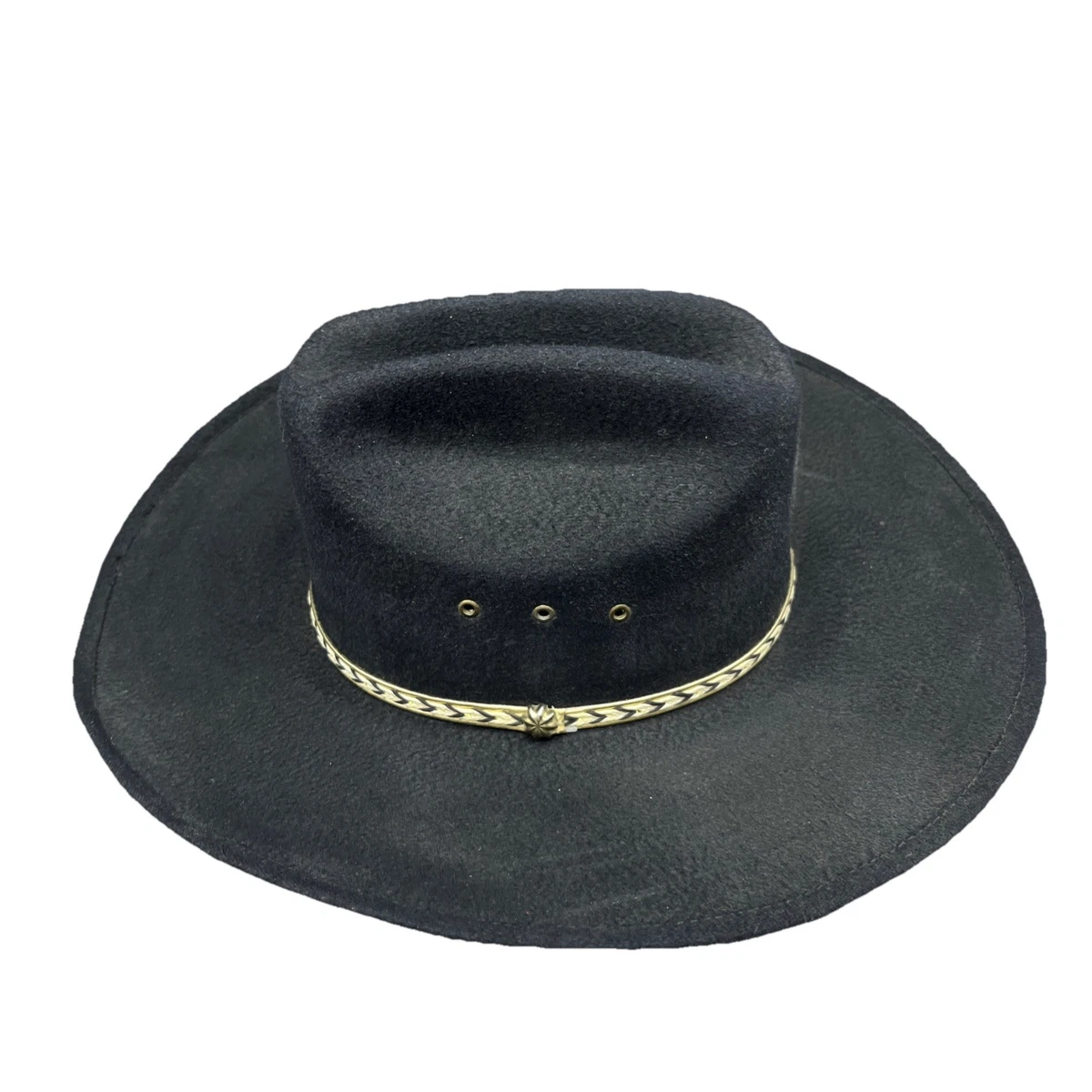 Summit Hats Black Straw Cowboy Hat Gold Studded Braided Band Made in Mexico Summit Straw Hats for Men for sale | eBay main image 3