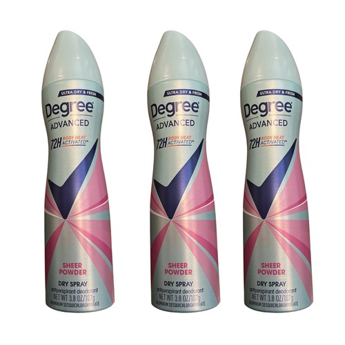 Degree Advanced Sheer Powder Dry Spray 72H Antiperspirant Deodorant Lot of 3