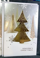 Set of 2! Christmas Cards! Large Stunning Gold Tree in a Silver Wood!