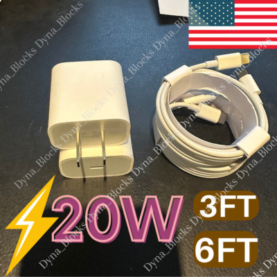For iPhone 14 13 12 11 Pro XR PD Fast Charger Cord 20W USB-C Power Adapter Block
