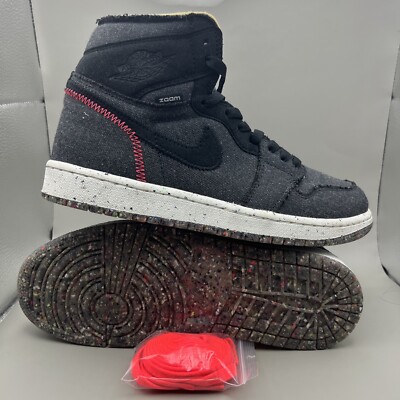 Air Jordan 1 Zoom High Crater Mens Basketball Shoes Sneakers Size 8.5M 10W Black