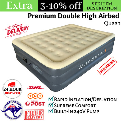 Air Bed With Pump Queen Mattress Double High Premium Camping Blow Up Airbed - Wanderer Queen Air Bed With Built In Pump Air Bed With Pump Queen Mattress Double High Premium Camping Blow Up Airbed - Wanderer Queen Air Bed With Built In Pump