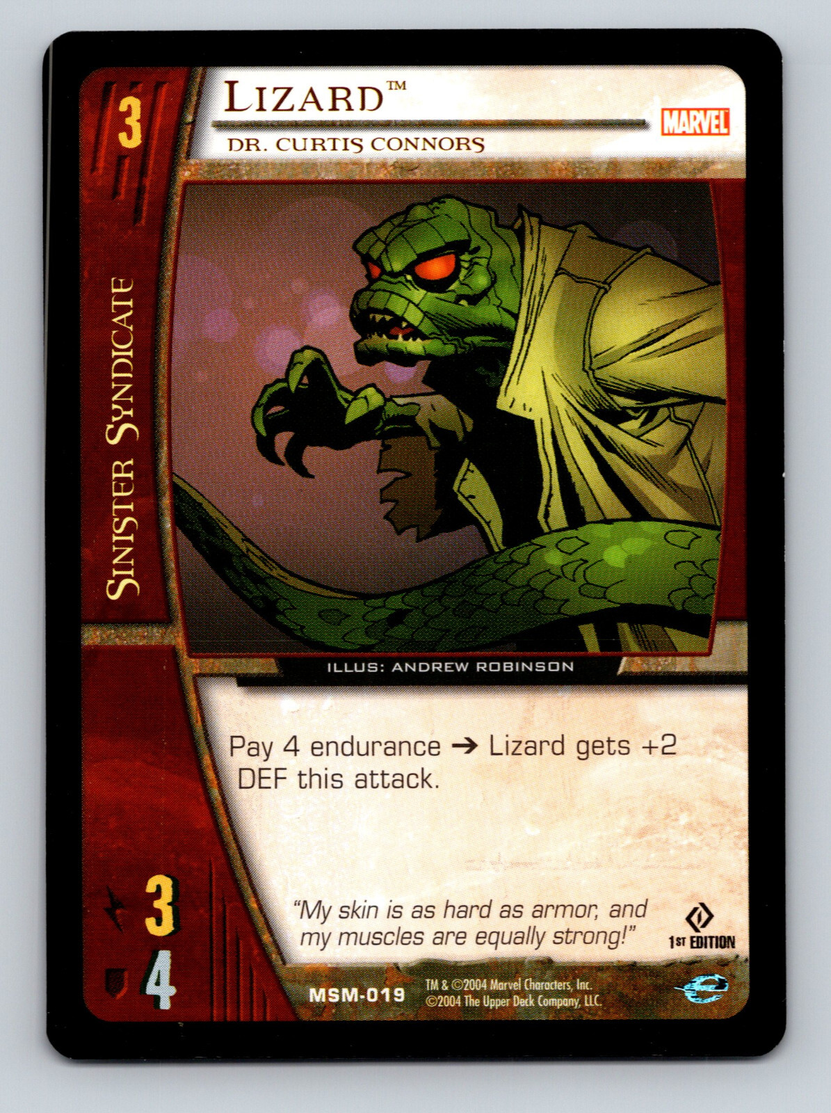 2004 Marvel VS System Lizard MSM-019 Card CCG TCG Upper Deck MCU Spider Enemy