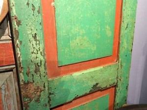 Door, Teak, Green and Red