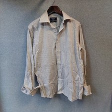 Van Heusen Mens 39 Euro Fit Blue Striped Dress / Business Shirt Long Sleeve