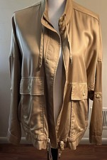 Urban Outfitters Womens Military Jacket Size Large Camel Tan Color Zipper Front