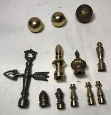 Vtg Lamp Finial Cast Brass Light Fixture Hobby Art Parts Lot Set 12 Pieces #H35