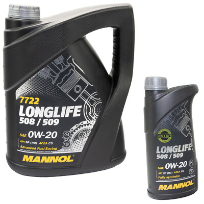 5+1 Liter Mannol Longlife 508 00 509 00 VW 0W20 Motoröl Opel C5 dexos1 MB 229.71