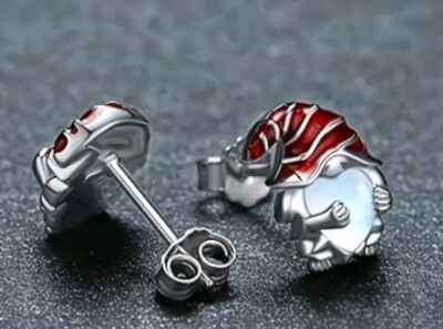 Gonk Gnome Crystal Silver Stud Earrings Christmas Earrings Comes Gift Boxed 381