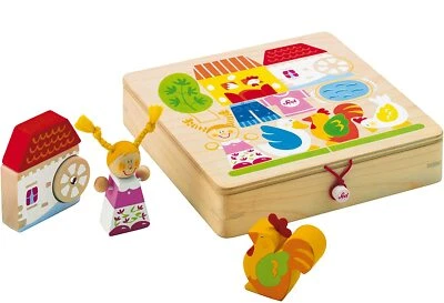 Sevi 1831 Holzspielzeug Setzpuzzle PUZZLE + SPIELFIGUREN "Bauernhof" aus Holz