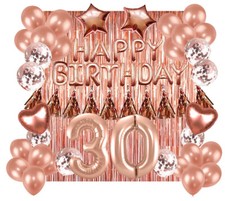Designer Rose Gold 30th Happy Birthday Balloon Banner Party Decoration Supplies