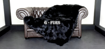 Luxury Real Black Fox Fur Blanket