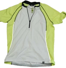 Canari Cycling Bike Bicycle Jersey Shirt Mens Large White Yellow 1/2 Zipper