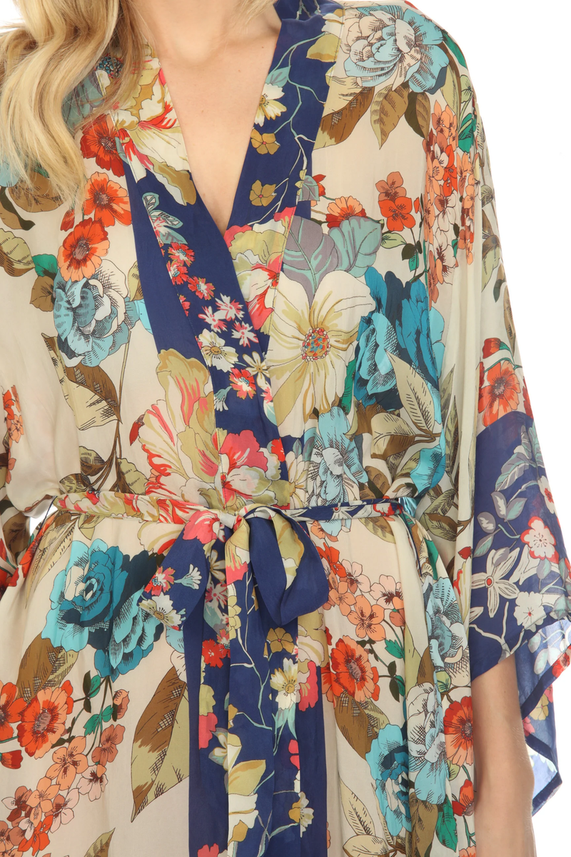 emma様 Johnny Was Emma Astrid Floral Print Waist Tie Kimono Boho