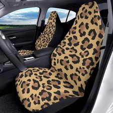 Beige Leopard Cheetah Print Car Seat Covers For Vehicles Front Seat Covers