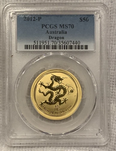 2012 1/2 oz Australia Gold Lunar Dragon Eagle Pcgs MS 70 Pop 14 None Finer