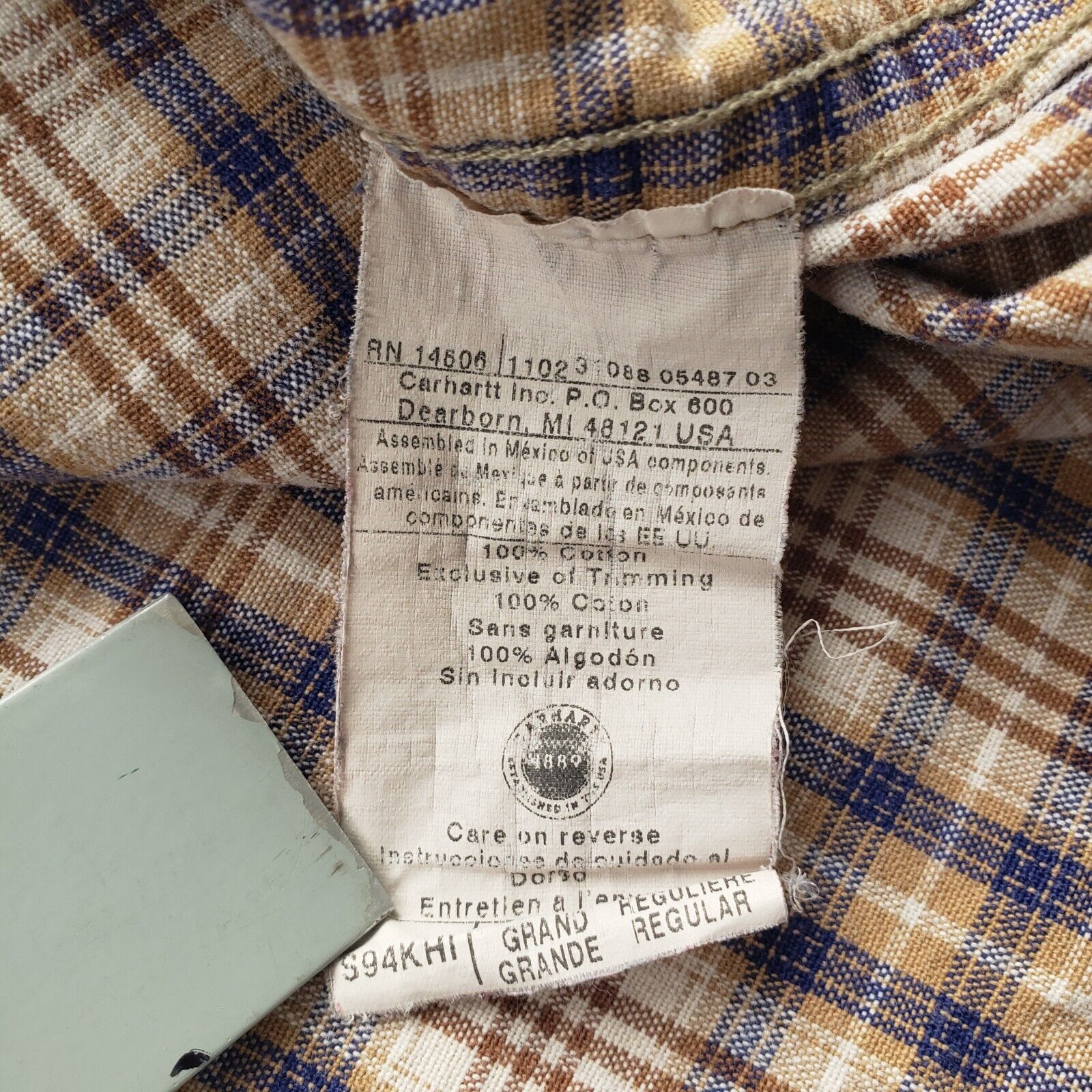 Vintage Carhartt Heavyweight Rugged Work Shirt Di… - image 4