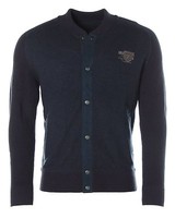 Kitaro Herren Strickjacke College-Style Rundhals Strickmix Blue Moon M Y1597