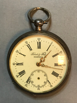ANTIQUE OLD POCKET 84 (875) SILVER HALLMARK WATCHES ''Perret & Fils BRENETS''.