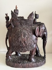 Antique Early 20th Century Southeast Asia Wood Carved Elephant, 8.5”H