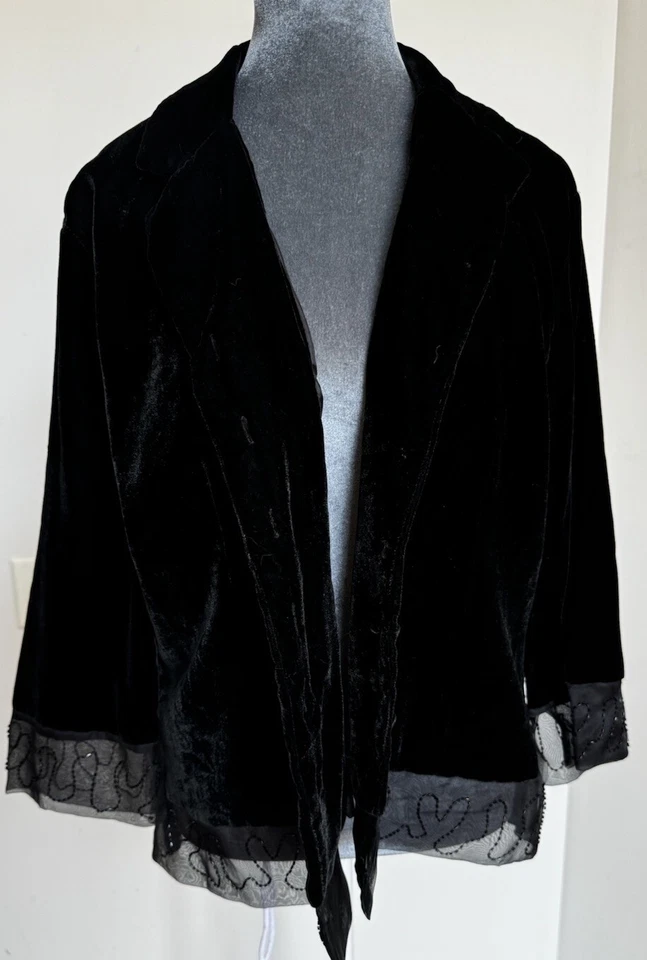 复古 80 年代 Carole Little Velvet Blazer M 装饰透明巫婆奇思 — 第 3/4 张图片