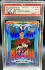 2008 BC Prospects Chris Valaika 215/500 PSA 9 *Top Pop 2* Reds Refractor Auto RC