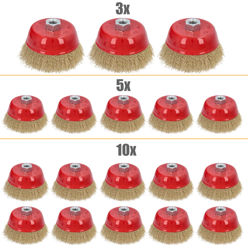GEPCO ADVANCED TECHNOLOGY 3/5/10-tlg Pot Brosse Métallique Ø 100mm M14 Flex Meuleuse Laiton Barrage