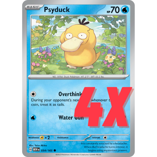 4X Pokemon TCG Psyduck 054/165 Scarlet & Violet 151 Regular