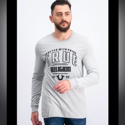 True Religion Crafted With Pride Grey Crew Neck Long Sleeve