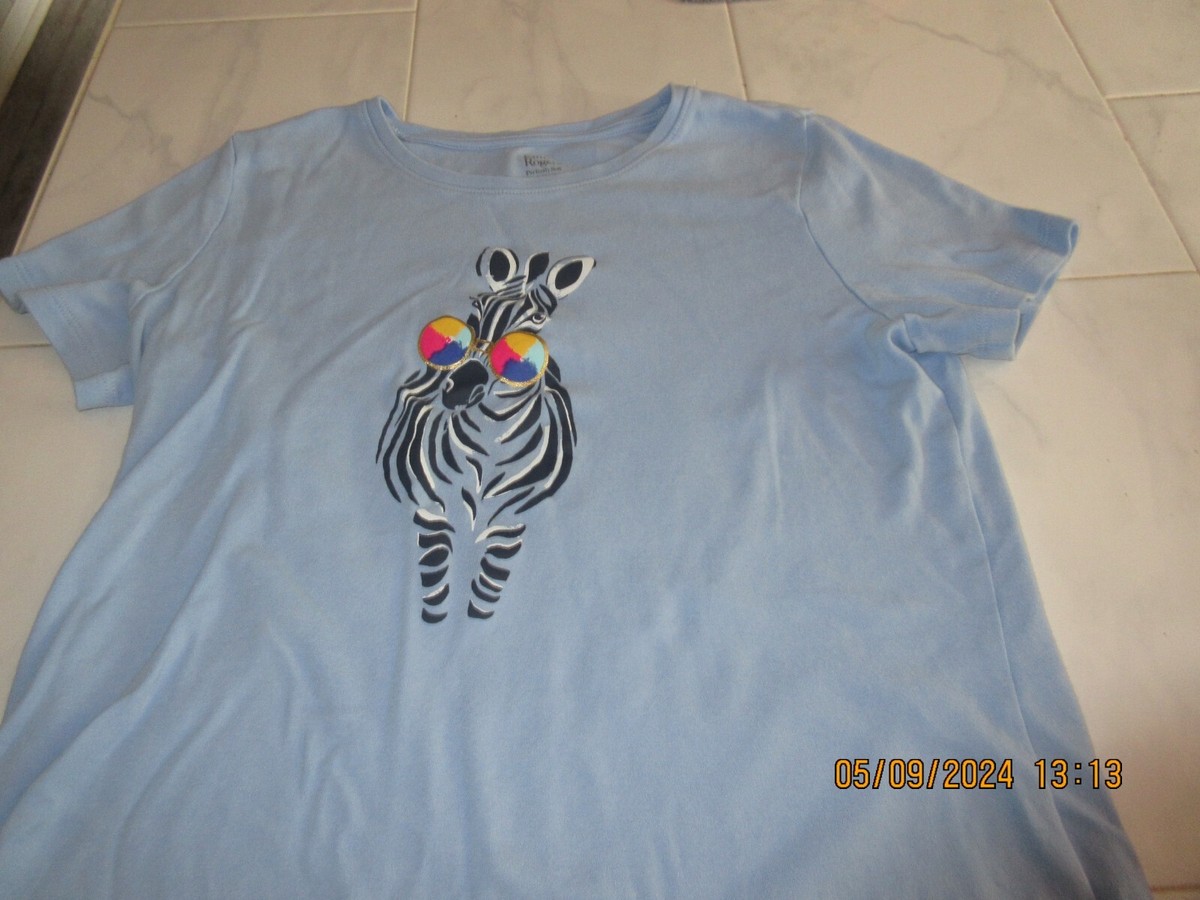 Kim Rogers Shirt Women's Small Blue Perfectly Soft Short Sleeve