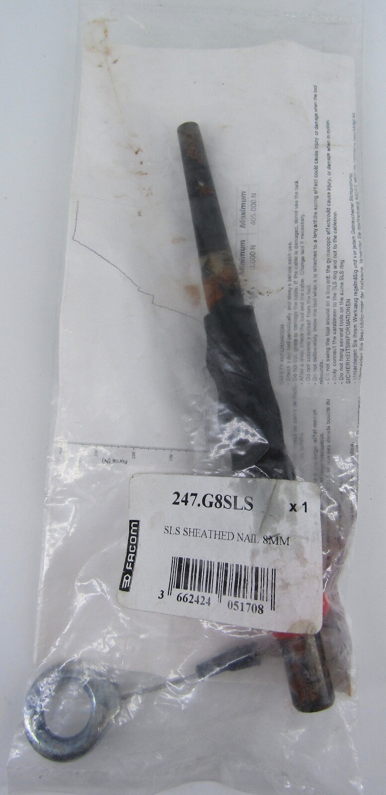 Facom 247.G8 SLS Sheathed Nail / Taper Punch - 7.8mm x 185mm