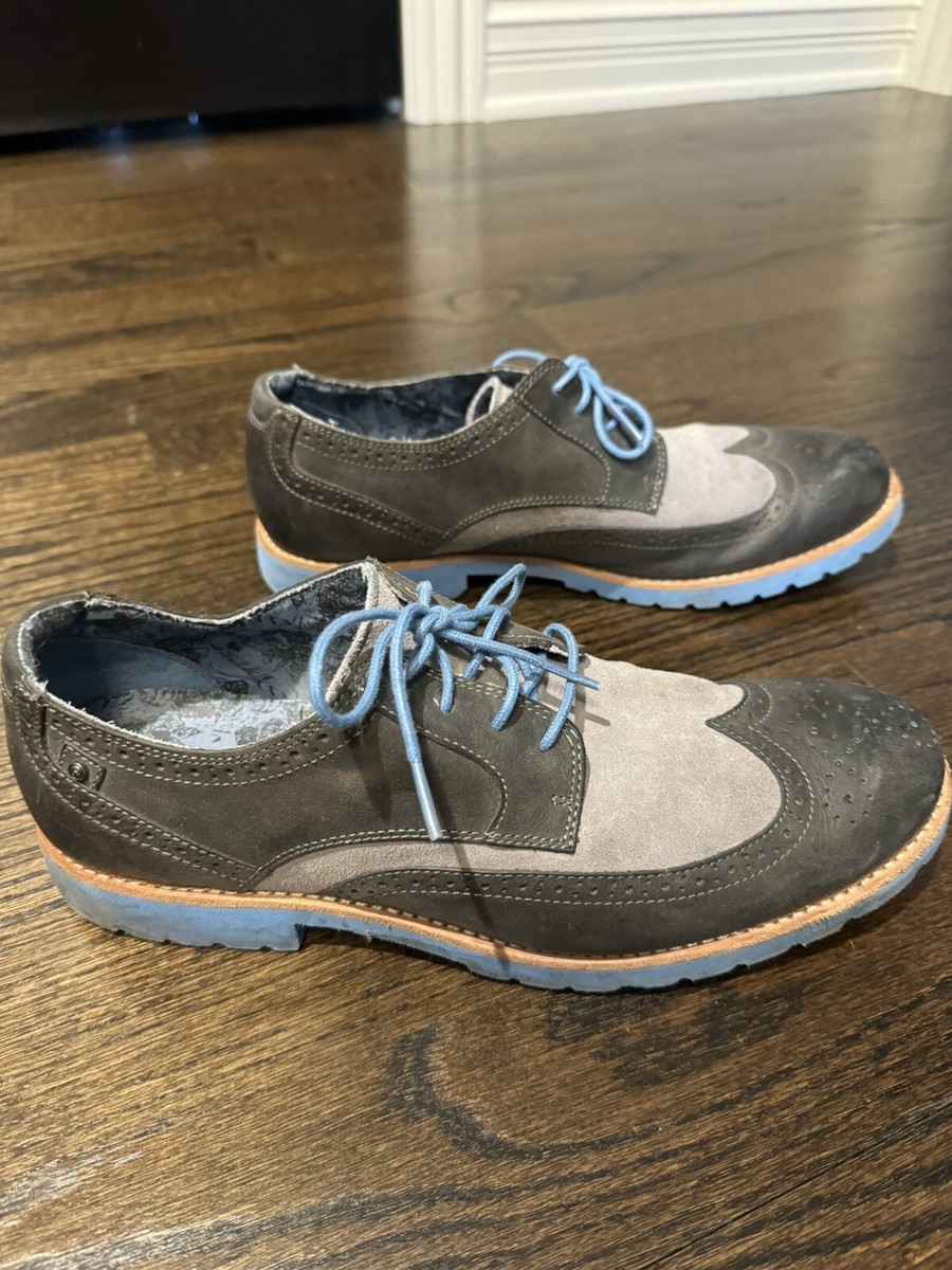 Rockport Mens Gray Suede Leather mix WingtipOxford Shoes  display picture 3