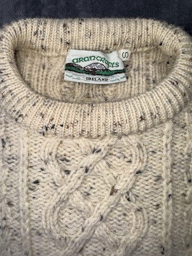 Aran Crafts Maglione Maglia Cavo Uomo S Crema Irlanda Pescatore 100% Lana - Foto 10 di 11