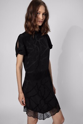 2022 Zadig & Voltaire Roberts Jac Chain Dress Black Size S Silk