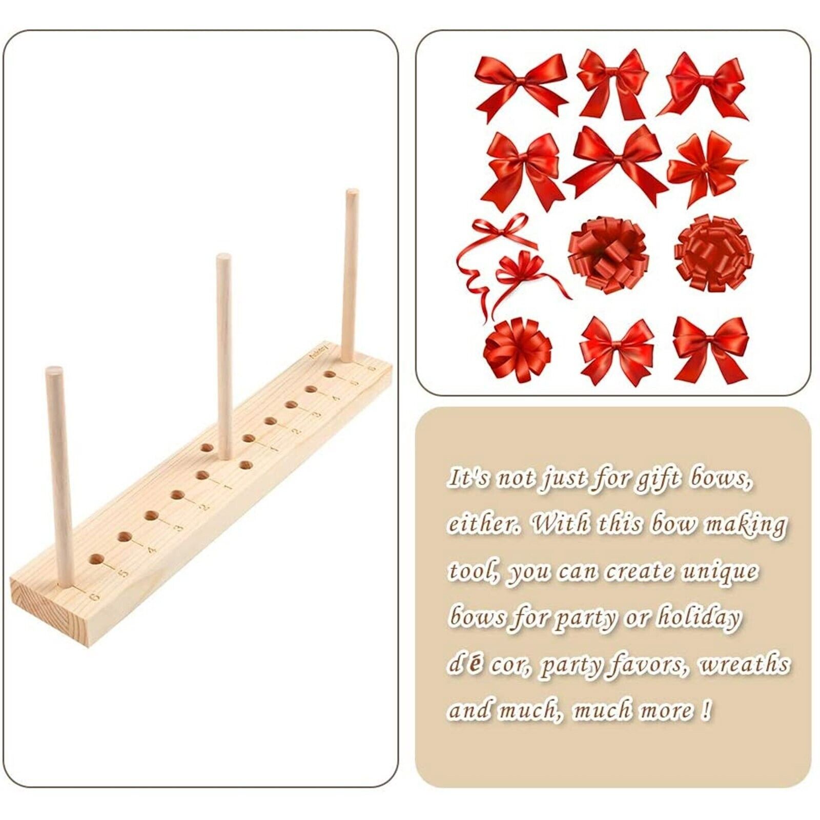 Bow Maker for Ribbon Wreaths,Wooden Bow Making Tool for Crafts Hair Bow  Makers Decoration for DIY Christmas Holiday Gift 