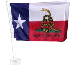 Texas Gadsden Don't Tread On Me 12"x18" Car Flag ROUGH TEX® Knit Double Sided