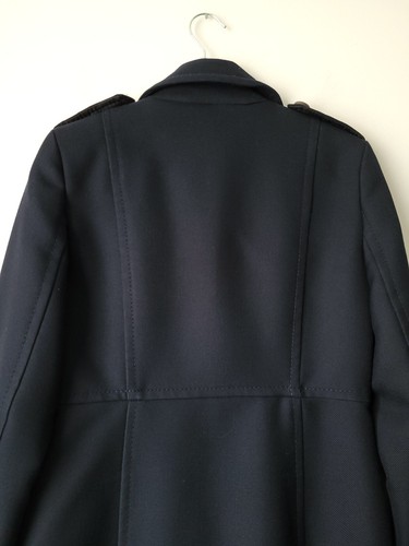FRENCH CONNECTION Military Coat Navy Blue Wool Blend Fitted ~ Size Uk 10 Vgc - Picture 8 of 15