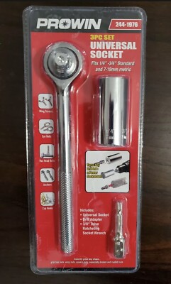 Prowin 3/8'' Drive Universal Socket Mechanic's Tool Set - 3 Piece