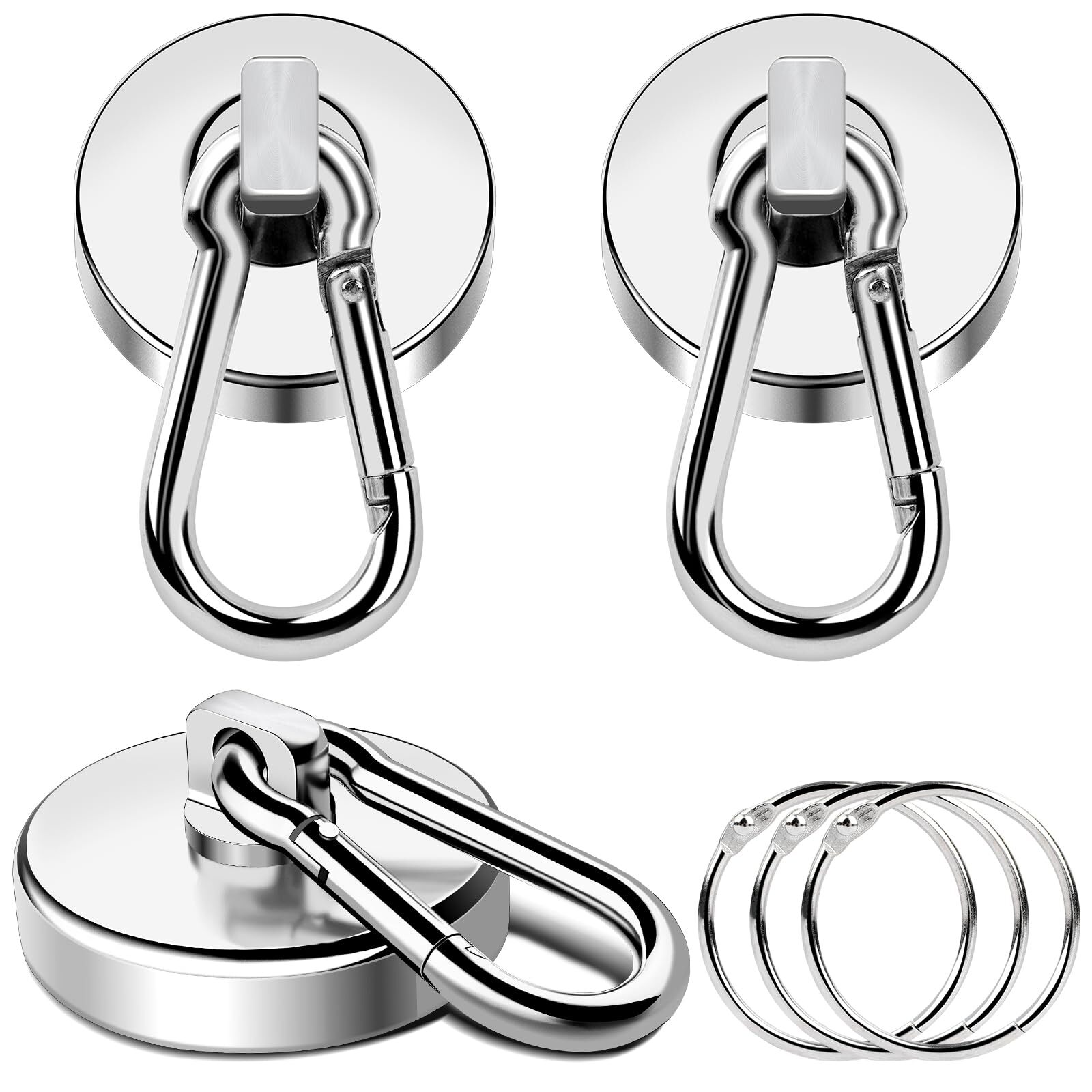 110LBS+ Magnetic Hooks, Heavy Duty Neodymium Magnets with Swivel Carabiner Ho...