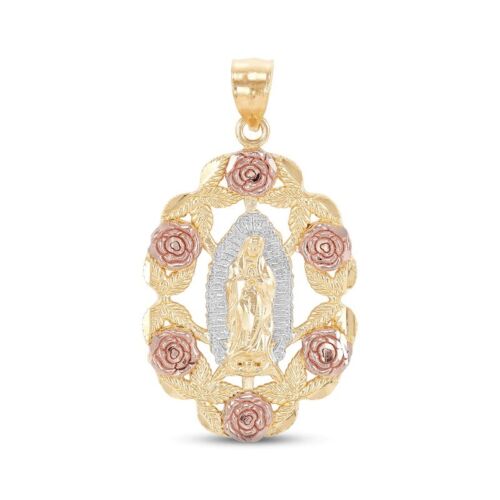 Our Lady of Guadalupe Rose Wreath Charm 14K Two-Tone Gold - Picture 1 of 4