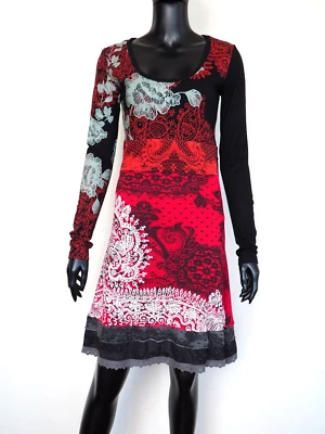 DESIGUAL 28V2394 Langarm U-Ausschnitt A-Linie Knielanges Kleid Größe Medium - Bild 1 von 4