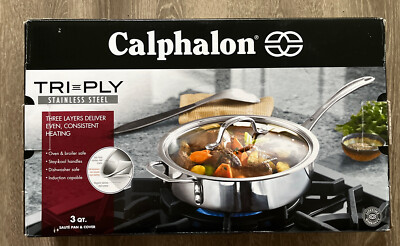 カルファロン Calphalon Commercial 鍋＆蓋3点セット 希少品 Calphalon Tri-Ply Stainless Steel 3 qt. Sauté Pan & Cover Brand