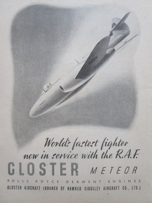 5/1946 PUB GLOSTER FLUGZEUG METEOR JÄGER RAF ROLLS DERWENT ENGINES AD