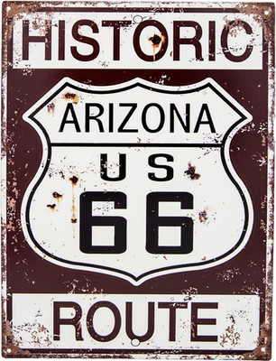 Retro Blechschild - US Historic Route 66 - Deko Schild, Werkstatt Schild, 33 X 2