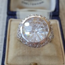 925 Sterling Silver Ring, Fancy Cut Sparkly Simulated Diamonds, Size L US 5.75