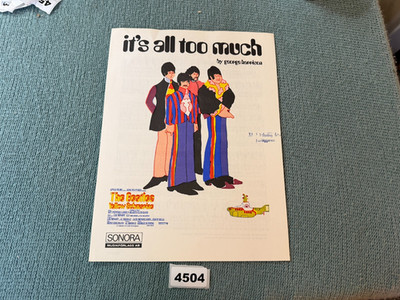 THE BEATLES IT'S ALL TOO MUCH HARRISON SWEDISH SHEET MUSIC  SONORA-4504