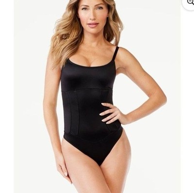Sofia Intimates by Sofia Vergara Women's Satin Sculpting Corset Bodysuit S Black